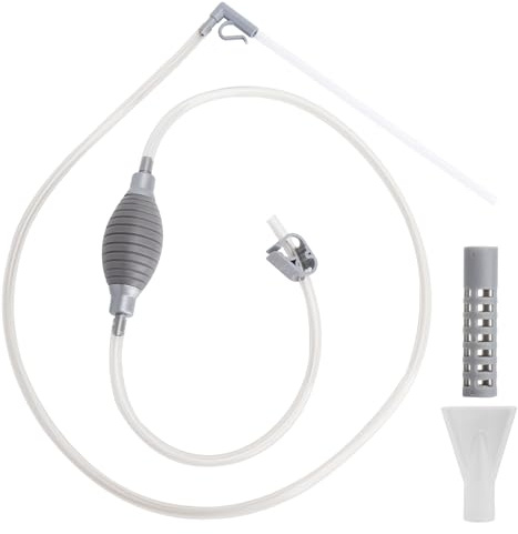 UOCAI Kit Entretien Aquarium 1,9 m Siphon Manuel Changement d’Eau avec Pompe à Air, Tuyau Flexible PVC, Aspirateur de Gravier, Filtre Anti‑Poissons, Accessoires pour Petits Aquariums sans Électricité
