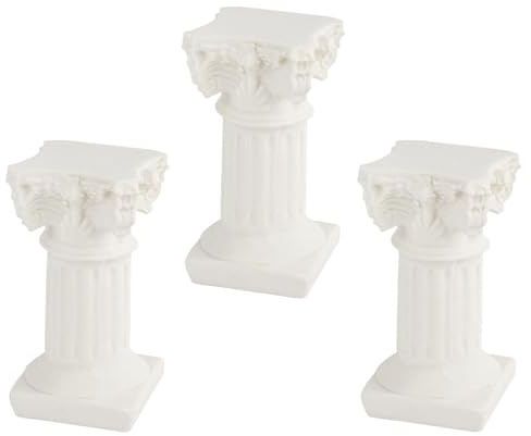 NUOBESTY 3 Stück Römische Säule Deko Kleiner Harz Griechische Säulen Kleiner Römische Säulen Kerzenständer Kerzenhalter Dekosäule Requisiten für Haus Büro Hochzeit Tischdekoration, Weiß