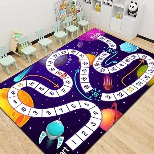 JGGXHM Snakes and Ladders Game Pattern Carpet Non-slip Living Room Sofa Area Rug Children's Early Education Institutions Floor Mat(50x80cm)