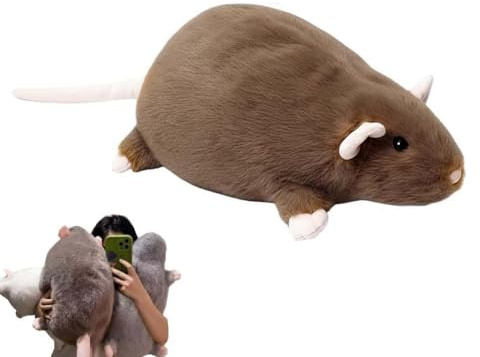 LUCKKY Jumbo Rat Plush, 2026 New Chonky Rat Plush, 50cm Jumbo Ratte Plüsch, Realistisches Süßes Rattenkissen, Weiches Große Ratte Plüschtier für Geburtstags und Puppengeschenk (Braun)