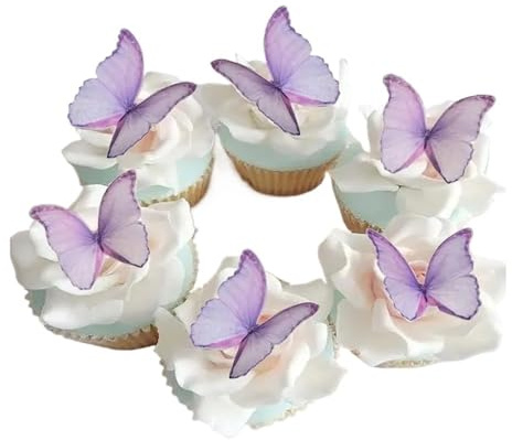 Lot de 48 décorations de gâteau en forme de papillon coloré pour anniversaire, fête de mariage, décoration de gâteau (n°1 violet)