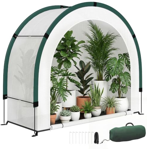 Outsunny Serre de Jardin Pliable et Portable Balcon 200 x 80 x 164 cm Vert | Petite Serre de Balcon, Bâche PE, Porte Zippée, pour Légumes Plantes Fleurs Tomates