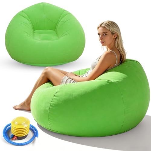 Aufblasbarer Sitzsack mit Luftpumpe, Wasserdichtes&Wiederverwendbar (Grün) | Aufblasbarer Sessel, Schlafzimmer Sitzsack, Luftsofa Outdoor Camping, Aufblasbares Strandsofa für Reisen Camping Pool Beach