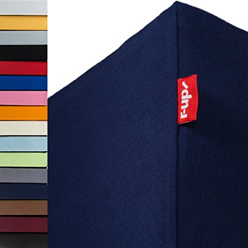 r-up Beste Spannbettlaken 200x220-220x240 bis 35cm Höhe viele Farben 95% Baumwolle / 5% Elastan 230g/m² Oeko-TEX stressfrei auch für Wasserbetten (dunkelblau)