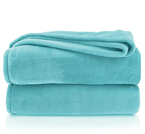 heimtexland Kuscheldecke flauschig Flanell Wohndecke warm Oekotex Tagesdecke Überwurf Sofadecke fusselfrei Fleecedecke Super Soft XXL Decke 220x240 cm Typ380 Petrol türkis