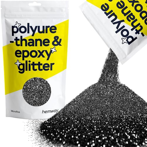 Hemway Resin Glitter Black 100g Microfine | Polyurethane & Epoxy Glitter for Resin Crafts, Tumblers, Coasters, Floor & Table Art
