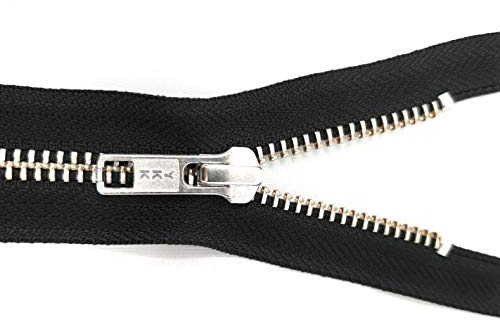Unbekannt YKK Nicht teilbarer Reißverschluss aus Metall mit Zipper in Silber für Röcke, Hosen, Taschen in Schwarz 10 cm