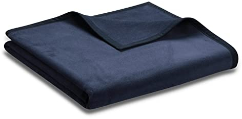 biederlack® flauschig-weiche Kuscheldecke aus Baumwolle & Polyacryl I Made in Germany I Öko-Tex Made in Green I nachhaltig produziert I einfarbige Wohndecke Cotton Uni - Dunkel-Blau in 150x200 cm