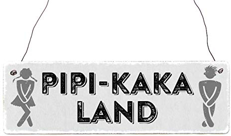 Interluxe Holzschild - PIPI Kaka Land - Türschild für Toilette, WC, Badezimmer oder Gäste WC, Partyschild witziges Einzugsgeschenk