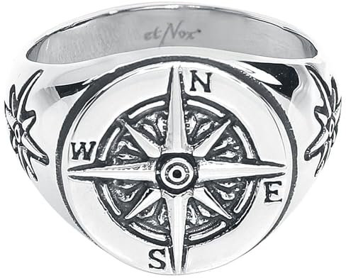 etNox Kompass Männer Ring Standard XL Edelstahl Basics, Biker, Geschenke, Rockabilly, Rockwear