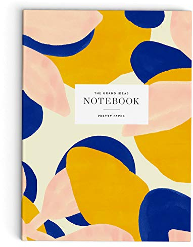Pretty Paper Skandinavisches Notizbuch A5 blanko Softcover 148 x 210 mm, 64 Seiten: Gelb, Koralle & Blau