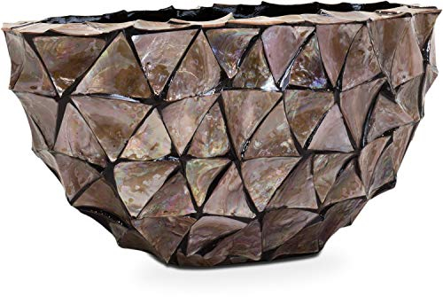 fleur ami Muschel Pflanzgefäß oval, 60 x 26 x 30 cm, Perlmutt braun