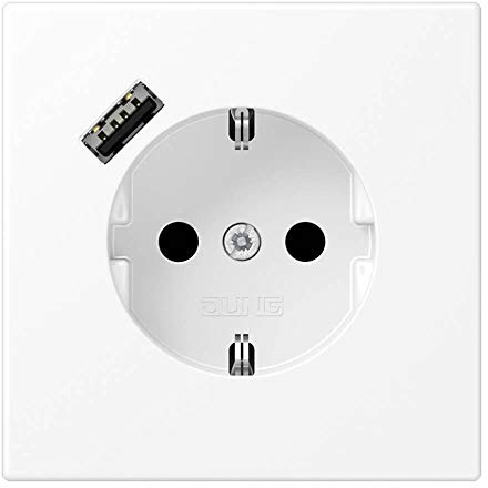 Jung LS1520-18CWWM SCHUKO-Steckdose mit USB Typ C (2/3A) Quick Charge mit erhöhtem Berührungsschutz (Thermoplast bruchsicher) Schneeweiß Matt Serie LS