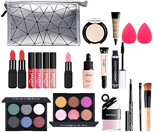 Professionelles Make-up Sets, MKNZOME 20St Schminke Starter Kit mit Schminktasche Tragbare Reise Makeup Paletten Kosmetik Lidschatten Lipgloss Geburtstags Weihnachten Geschenkset