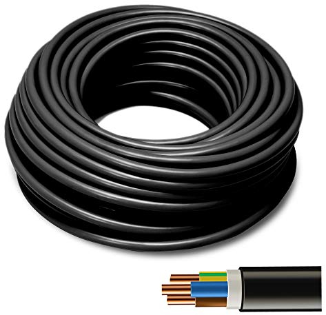 NYY Erdkabel 3x1,5 mm² Installationskabel dreiadrig 20 Meter - Installation im Freien & Erdreich - Kupfer Volldraht PVC Isolation