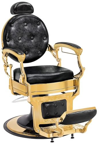 Barberpub Friseurstuhl Friseursessel mit Retro-/ Vintage Stil Gold 2935GD