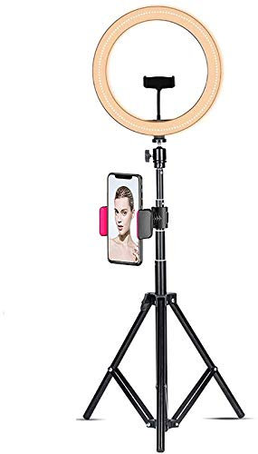 25,4 cm LED-Ringlicht mit Stativ-Ständer und Handyhalterung, dimmbar, 3 Lichtmodi, Kreislicht für Make-up, Live-Stream, Video-Fotografie