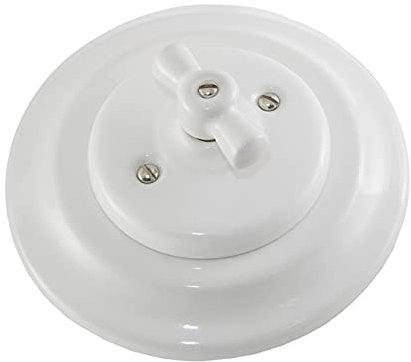 JESKING TRADING Interrupteur Rotatif en Porcelaine à Encastrer, Installation 240 V, 10 A, Blanc, Vis, ON-OFF