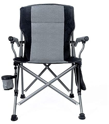 Carvapet Folding Camping Chair Heavy Duty Support 330 lbs Outdoor Chairs with Arm Rest Cup Holder and Portable Carrying Bag for Fishing Garden Picnic and Travel,Gray