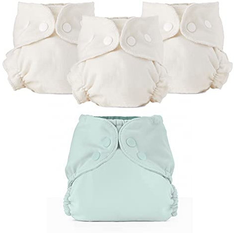 Esembly Cloth Diaper Set - 3 Inners & 1 Outer - Mist, Size 1 (7-17lbs)
