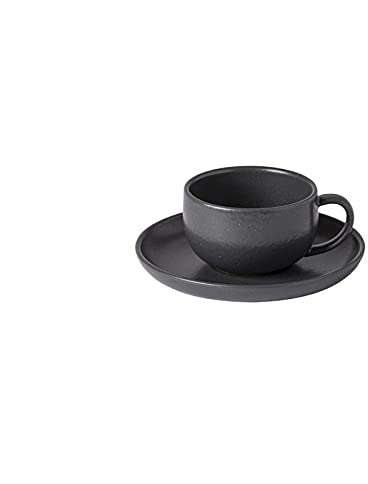 Costa Nova Casafina Pacifica Kaffeetasse mit Untertasse 0.22 L seed grey grau, schwarz