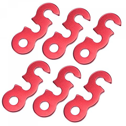 sourcing map Aluminum Rope Tensioner, 8mm Dia. 3 Hole Straight Tent Cord Adjuster for Outdoor Camping Hiking Travel, Red Pack of 12