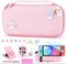 Switch Tasche für NS Switch - innoAura 18 in 1 Switch Zubehör mit Switch Hülle, Switch Hülle, Switch Spiele Aufbewahrung, Switch Schutzfolie, Switch Ständer, Switch Joystick Kappen (Rosa)