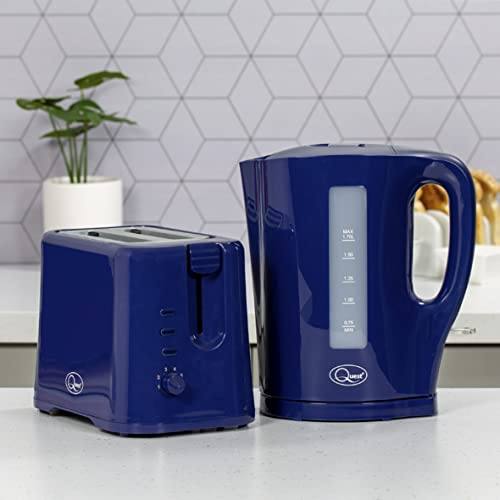 Quest Modern Navy Blue Kettle & Toaster Set / 1.7L Capacity Kettle & 2 Slice Toaster/Spout Filter Kettle/Toaster with Variable Browning/Convenient Kitchen Essentials Set