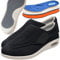 Chaussures Diabétiques Hommes Orthopediques Oedème Bouffi Pied Velcr Scratch Maille Antidérapante Réglables Sandales Chaussure Ajustable par Attache Auto-adhésive pour Pieds Gonflés,Noir,45 EU