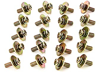 Alnicov 20 Stück Metalltrommel-Set Lug Claw Hook Mount Schrauben mit Unterlegscheibe für Snare/Tom/Bass Drum Lugs