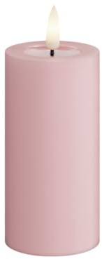 Deluxe Homeart Indoor Flameless LED Candle - Light Pink - with Real Flame™ Technology - Battery Powered Candle (5 x 10 cm)