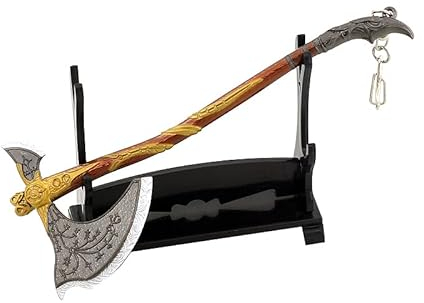 Chewmeter God of War Ragnarök Kratos Actionfiguren Spiel Spielzeug Sammlung Schlüsselanhänger Schreibtisch Dekoration Rucksack Anhänger Geschenk (Kratos Leviathan Axt Upgraded), Mehrfarbig, 6.7 Inch