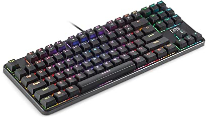 DR1TECH Raven+ TKL Mechanical RGB Gaming Keyboard for PC [20 mln Click] 87 Keys Anti Ghosting – Ergonomic USB Keyboard with Wire (International QWERTY Layout)