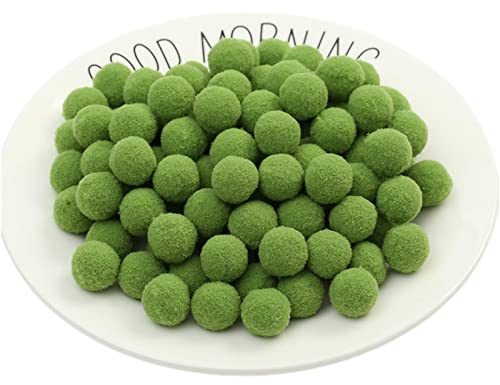 JekyTMP 100 Pcs 2cm Stoff Pompons Weiche Deko-Kugeln Filzkugeln für Kleidung, Kostüme, Nähen und Wohn-Dekoration (38_Herbstduft Grün)