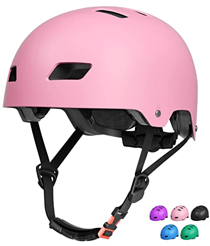 FAYDUDU Casque Vélo Enfant, Casque Trotinette pour Enfants Filles Garçons 3-13 Ans, Casque Réglable Protège-Menton, Protection pour Cyclisme Roller Skateboard (Rose, S)