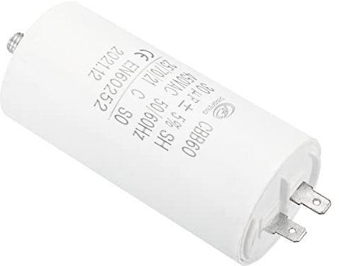 PATIKIL CBB60 30uF Running Capacitor, 1Pcs AC 450V 2 Pins 50/60Hz Cylinder Bottom with M8 Screw for Washing machine, Water Pump Motor Star,1.76 x 3.71inch