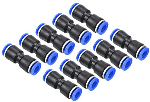 QUARKZMAN 6mm Pousser pour Connecter Raccord x 10PCS Droit Pneumatique Rapide Raccord pour Air Compresseur, [Noir & Bleu]