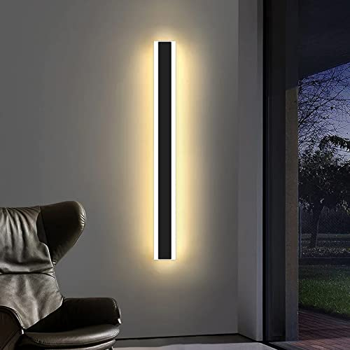Mikeru Moderne LED Wandlampen, 48W Dimmbare Wandleuchte mit Fernsteuerung, Ip65 Wasserdicht Innen Außenlampe 3000-6000K, 10-100% Helligkeitseinstellung FüR Innenhof, Garage, Pool Außenleuchte, 120cm