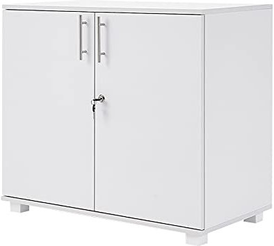 Panana Modern Wooden Filing Cabinet, 2 Door Office Storage Drawers With Lock Lateral File Cabinet Organizer For Home Office (White)