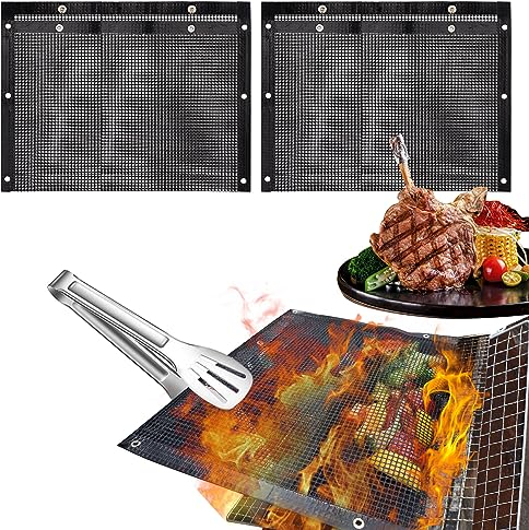 UBeesize Extra große Grillbeutel für Outdoor-Grillen, 40 x 30 cm, 2 Stück, wiederverwendbar, antihaftbeschichtet, Grillbeutel für Holzkohle, Gas, Elektrogrills, Toaster, Ofen, Smoker, Grillzubehör