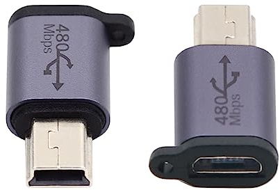 CY-adapter 2 st/parti USB2.0 mikrohona till mini USB Type-C USB-C strömadapter 480 Mbps data med kedjehål