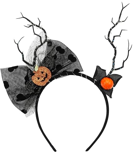Vakkery lumineux Halloween Bandeau LED Coiffe en Bois de Renne Lumineux Accessoires Cheveux de Fête d'Halloween pour Femmes et Filles