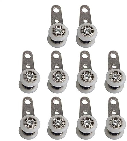 GOPEO 10PCS 45x19mm Metall Lager Flaschenzug Mit Zwei Kunststoff Rad for Schrank Schrank Fenster Schrank Schiebetüren