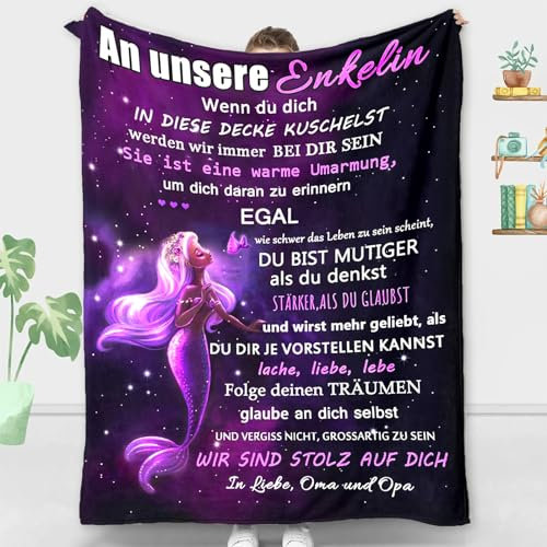 ACCZ Personalisierte Decke für Enkelin von Oma und Opa - Kuscheldecke Flauschige Geschenke - Geburtstagsgeschenk für Mädchen, Abschluss-Geschenke