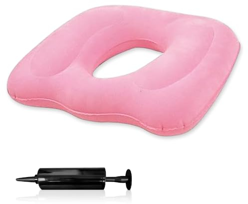 Udbrud Sitzkissen Orthopädisch, Hämorrhoiden Sitzkissen Orthopedic Pain Relief Pillow Mit Pumpe Ergonomischer Sitzring für Bürostuhl Auto Rollstuhl Pregnancy, Coccyx (Rosa)