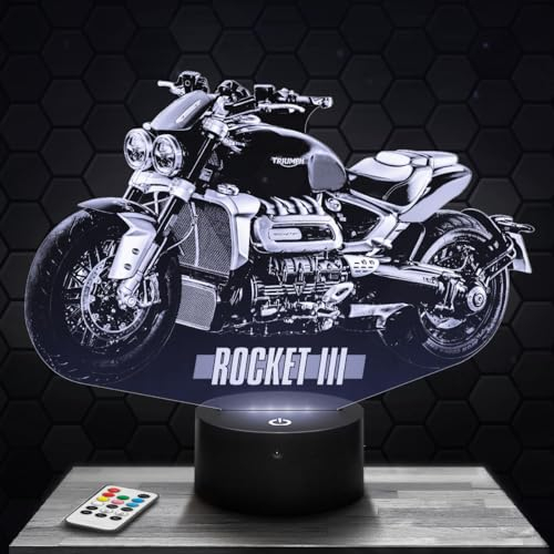 Nachttischlampe Motorrad Rocket 3 T deko Biker. Geschenkidee Mann objekt Motorrad Rocket 3 T Nachtlicht Erwachsene deko Zimmer. Weihnachten