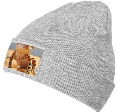 DURAGS Sand-Leopard Gecko Unisex Mode Erwachsene Strickmütze Wolle Cap, lässiger Hut für Sport und Outdoor, Gecko Leopard Sand, Einheitsgröße, Gecko Leopard Sand, One size