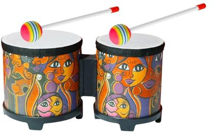 Folpus Üben Sie Bongos, afrikanische Handtrommel, Bongo-Trommel-Set, Musik-Erleuchtungstrommel für Anfänger, Gesicht