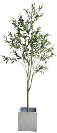 Grande pianta di ulivo artificiale, realistica, decorazione per interni o patio, in vaso nero (1,8 m)