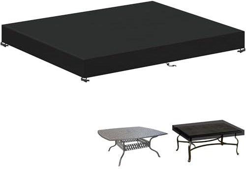 LAMUNI Gartentisch Abdeckung für Tischplatte Gartenmöbel Abdeckung Wasserdicht Schutzhülle für Tischplatte Abdeckplane Gartentischhülle, Tischdecke für Garten, Balkon, Camping, 220x140x15cm